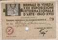 Tessera Espositore Venezia 1940